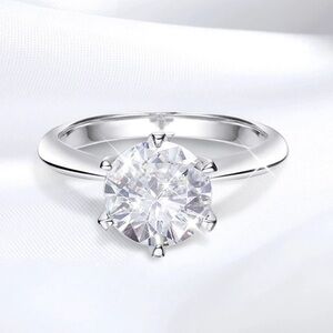 GRA Certified 2 CT Moissanite‎ Ring VVS1 Lab Diamond Solitaire 18K Ring